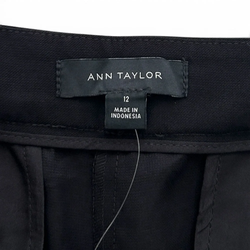Ann Taylor Women's Size 12 Black High Rise Wide Leg Full Length Sailor Pants NWT